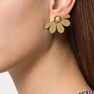 Fashion Fan Flower Ear Stud Clip on Earrings