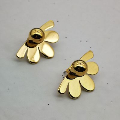 Fashion Fan Flower Ear Stud Clip on Earrings