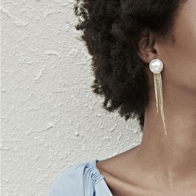 Sweet Pearl Tassel Earrings Woman Statement Earring
