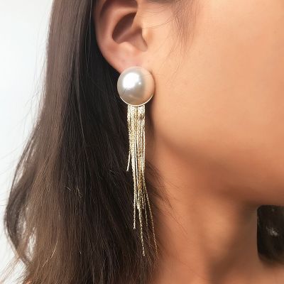 Sweet Pearl Tassel Earrings Woman Statement Earring