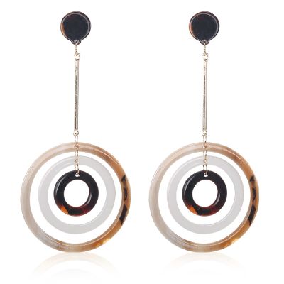 Acrylic Triple-Circle Drop Earrings Vintage Woman Earring
