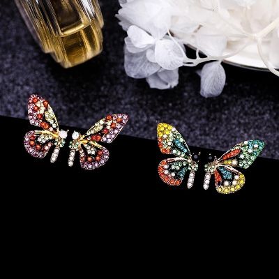 Butterfly Rhinestones Stud Earrings and Necklace Cute Jewelry Sets