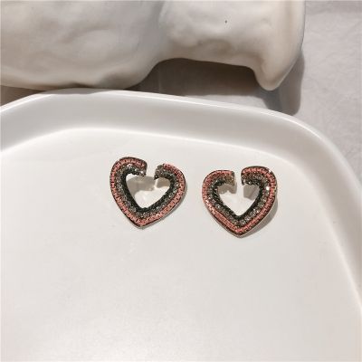 Hollow-out Heart Rhinestones Stud Earring Gifts for Girlfriend