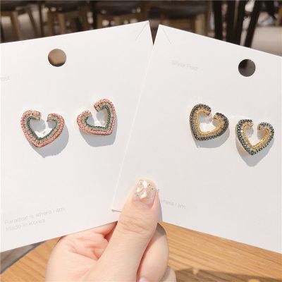 Hollow-out Heart Rhinestones Stud Earring Gifts for Girlfriend