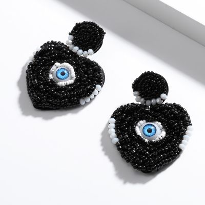 Handmade Beads Evil Eyes Earrings Love Shaped Drop Earring