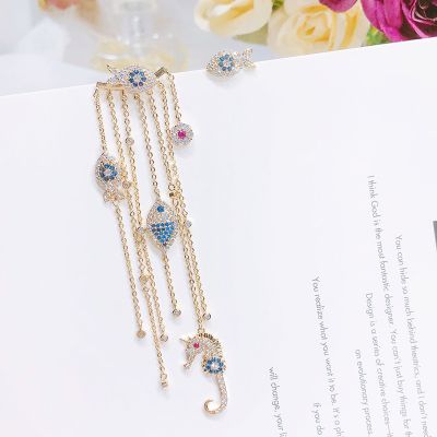 Crystal Fishes Drop Earrings Stud Earring Anti-allergic Mismatched Earrings