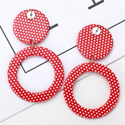 Acrylic Cute Polk Dot Geometric Dangle Earrings
