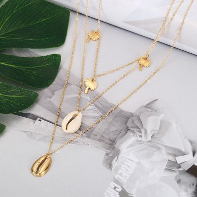 Coconut Palm Pendants Shell Multi-layer Necklace Birthday Gifts