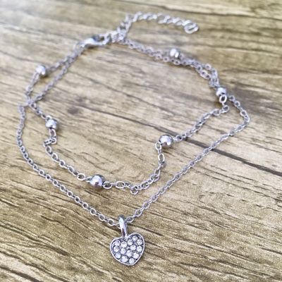 Alloy Heart Charm Ankle Bracelet Gifts for Mother Daugther Wife