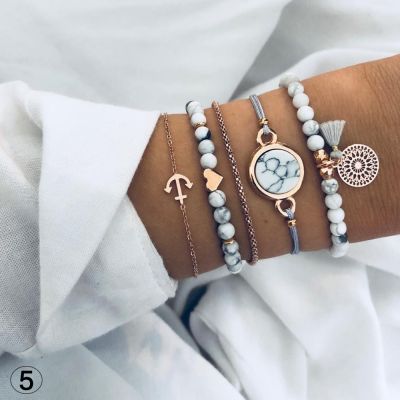 Tophus Tassel Bohemian Beads Bracelets 5-pack Gifts for Woman