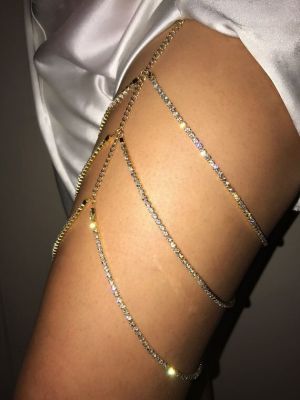 Sexy Rhinestones Leg Chain Layered Thigh Chain for Party