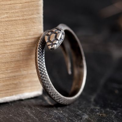 925 Silver Gothic Snake Adjustable Ring