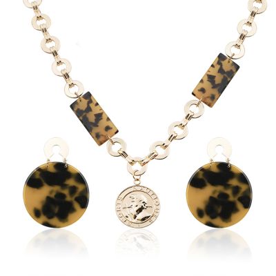 Brown Acrylic Leopard Earrings&Necklace Sets for Party