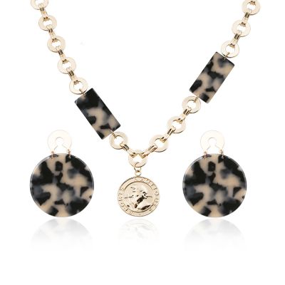 Khaki Acrylic Leopard Earrings&Necklace Sets for Party