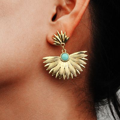 Alloy Boho Fan Dangle Earrings Travel Earring for Woman