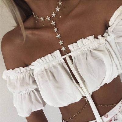 Boho Stars Body Chain Necklace Birkini Body Jewelry for Beach