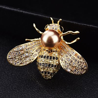 Cubic Zircon Bee Brooches Collar Pins for Work