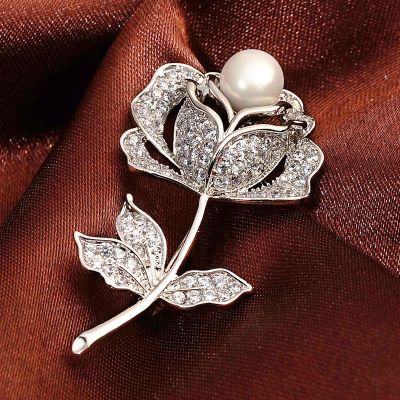 Cubic Zircon Cute Flower Rose Brooches for Wedding