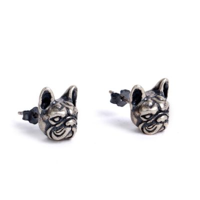 Cute Sterling Silver Dog Ear Stud Animal Earrings
