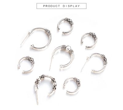 Earrings Set Boho Mini Silver Hoop Earrings 8 Pieces for Travel