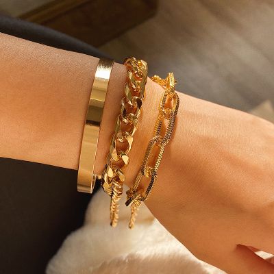 Fashion Bangle Statement Chunky Bracelet Chain Set