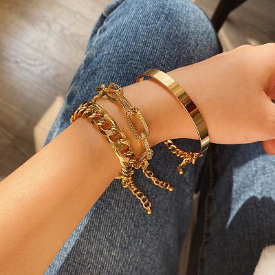 Fashion Bangle Statement Chunky Bracelet Chain Set