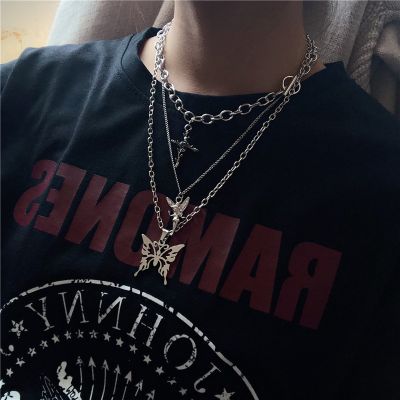 Fashion Layering Necklaces Cross Butterfly Pendants Alloy Necklace for Party