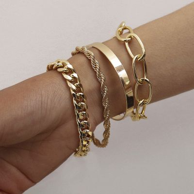 Fashion Twis Chain Chunky Layer Bracelets Bangles