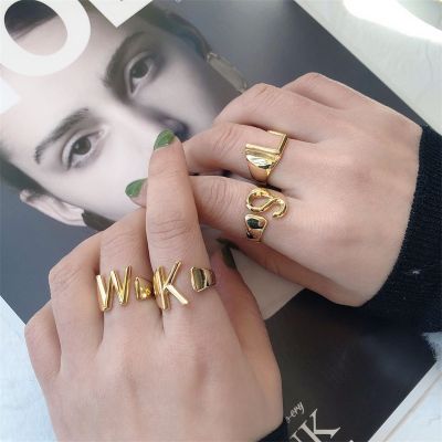 Gold Adjustable Alphabet RIng Stackable RIngs