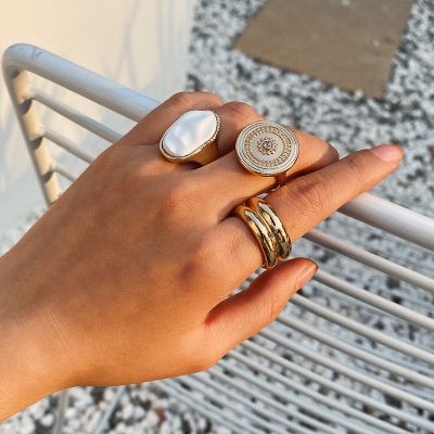 Gold Vintage Geometric Ring Set Stackable Ring