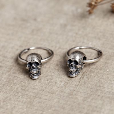 Goth Series Anti - allergic Skull Hoop Earrings