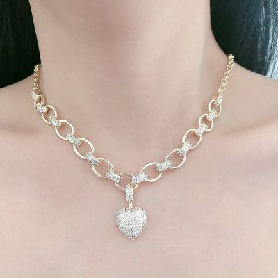 Luxury Gold-plated Heart Pendant Rhinestones Necklace