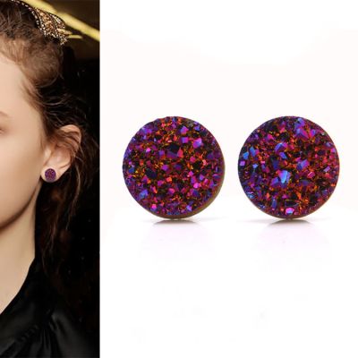 Mineral Crystal S925 Pins Stud Earrings 10mm Earrings for Woman&Man