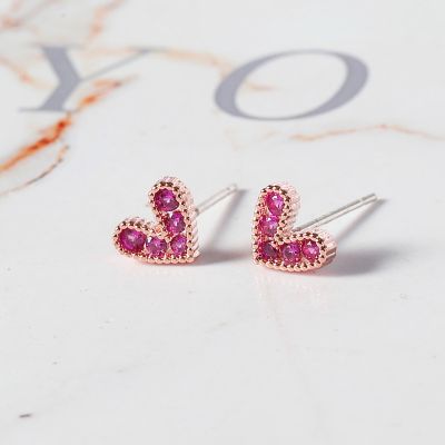 Mini Heart Crystals Clear Stud Earrings Clip on Earring for Date