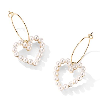 Pearl Heart Drop Dangle Earrings Earring GIfts for Daughter Girlfriend