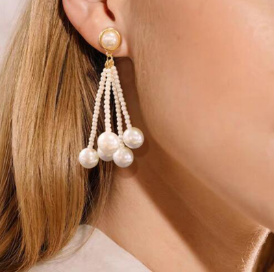 Pearl Tassels Piercing Earring as Jewelry Gifts for Woman