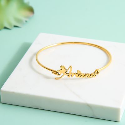 Personalized Bangle Bracelets Stainless Stell Name Bracelets Gifts for Her