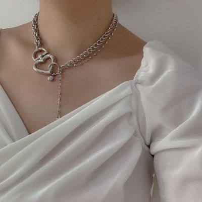 Punk Heart Choker Party Chunky Chain Necklace in Silver
