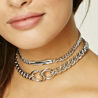 Punk Layered Choker Collarbone Chunky Chain Necklace