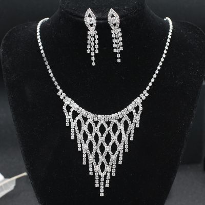Rhinestones Jewelry Set Bridal Jewelry Necklace and Earring Set