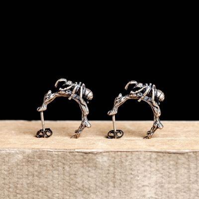 S925 Sterling Silver Ants Gothic Hoop Earring for Women&Men