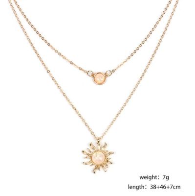 Sexy Sun Flower Chain Necklace Double Layer Necklace Choker