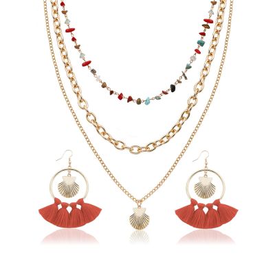 Shell Tassel Earring Necklace Bohemian Jewelry Sets
