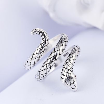Silver Snake Adjustable Ring Punk Animal Rings for Men&Women