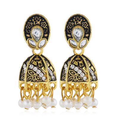 Multi-pearls Dangle Earrings Ethnic Statement Earring for Travel