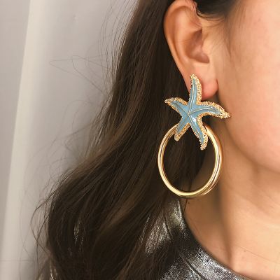 Starfish Round Drop Earrings Cute Earrings for Beach
