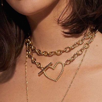 Sweet Heart Chunky Chain Multilayer Necklace for Beach