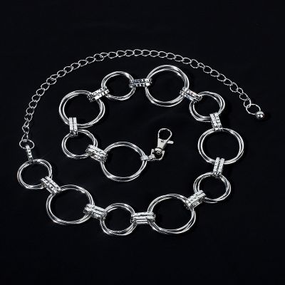 Trendy Circle Waist Chain Belt in Silver for Outgoing