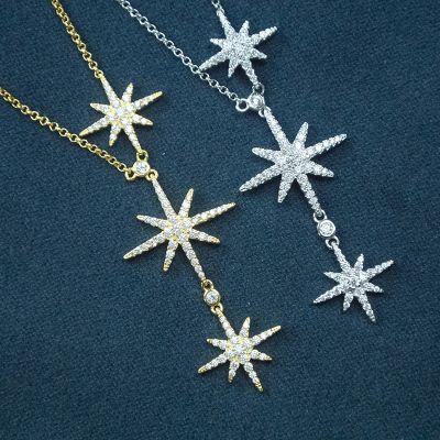 Triple Star 925 Sterling Silver Necklace