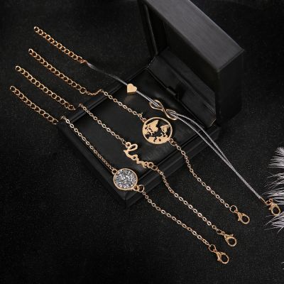 Turtle Map Beads Love Bracelets Set 5 Pieces Jewelry